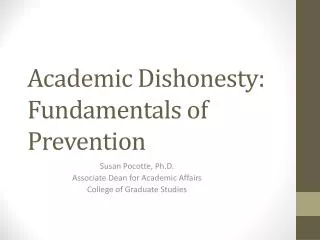 Academic Dishonesty: Fundamentals of Prevention