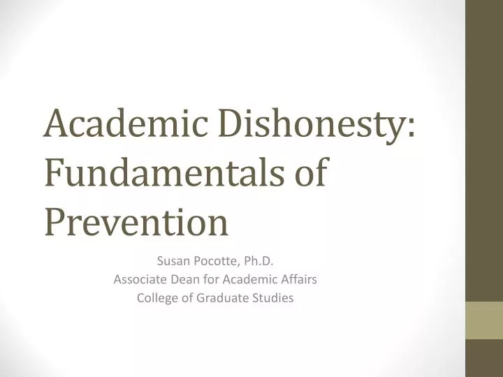 academic dishonesty fundamentals of prevention