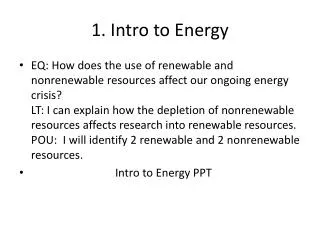 1. Intro to Energy