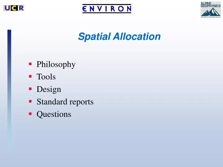 spatial allocation