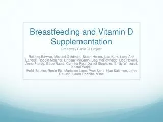 Breastfeeding and Vitamin D Supplementation