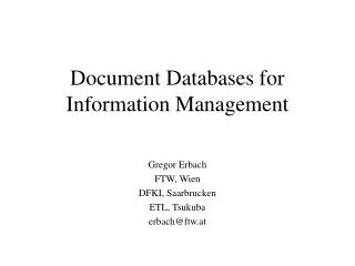 Document Databases for Information Management