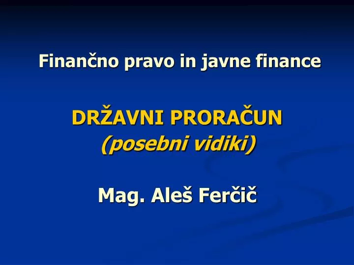 finan no pravo in javne finance