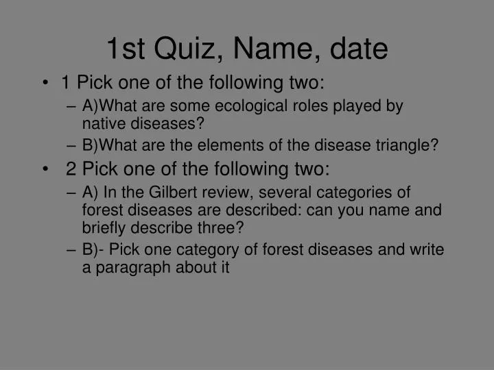 1st quiz name date