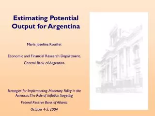 Estimating Potential Output for Argentina