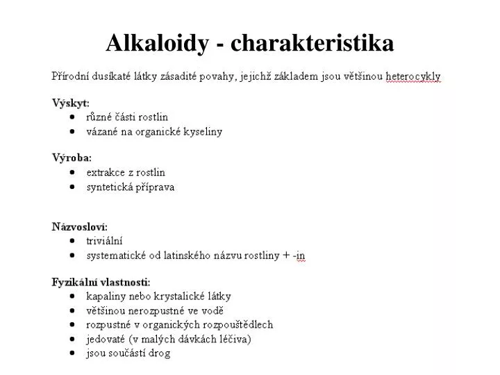alkaloidy charakteristika