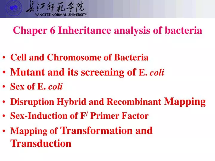 chaper 6 inheritance analysis of bacteria