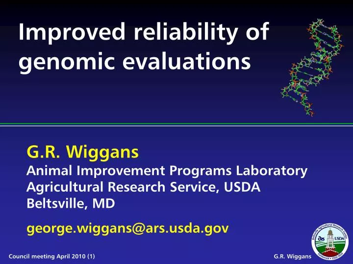 improved reliability of genomic evaluations