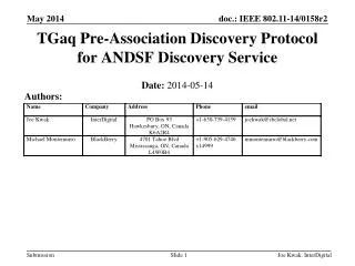 TGaq Pre-Association Discovery Protocol for ANDSF Discovery Service