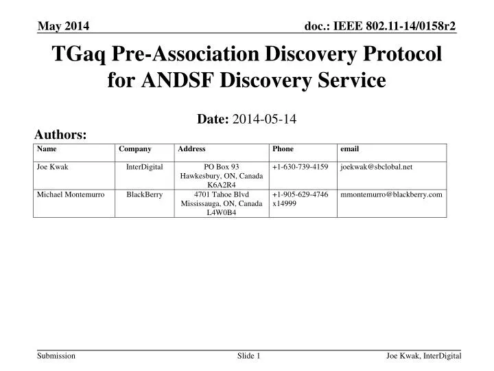 tgaq pre association discovery protocol for andsf discovery service