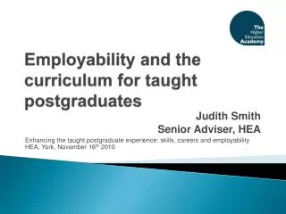 Employability and the curriculum for taught postgraduates
