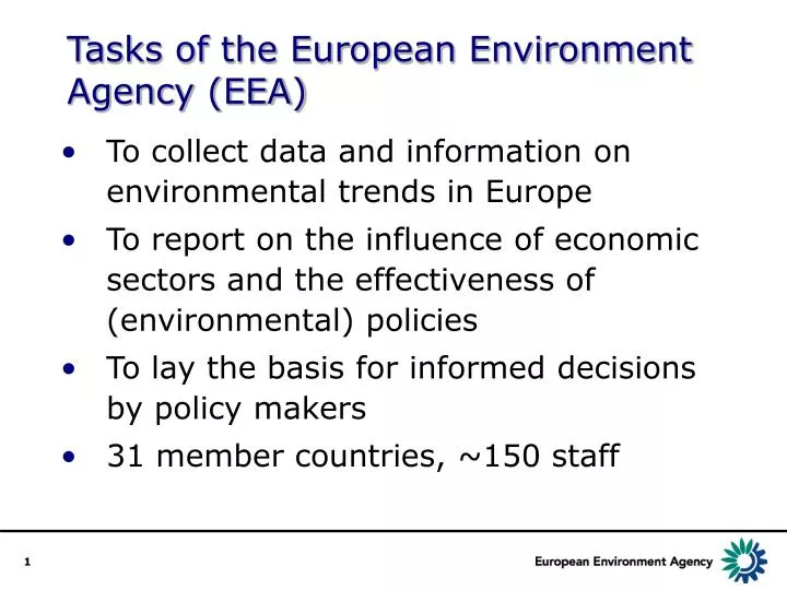 tasks of the european environment agency eea