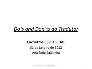 Do`s and Don`ts do Tradutor