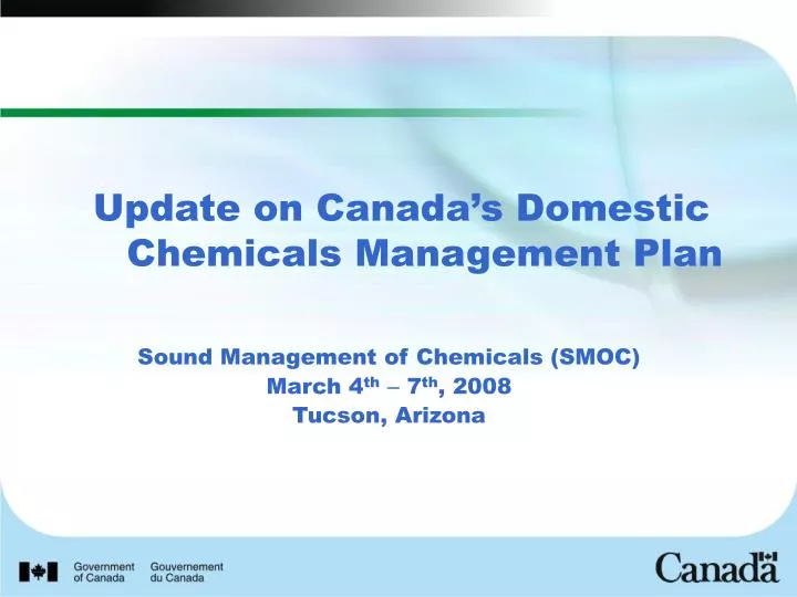 update on canada s domestic chemicals management plan
