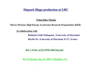 Diquark Higgs production at LHC