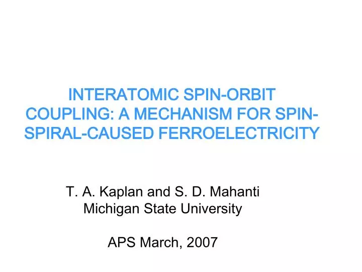 interatomic spin orbit coupling a mechanism for spin spiral caused ferroelectricity