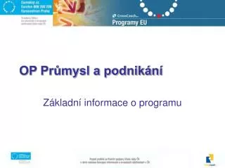 op pr mysl a podnik n