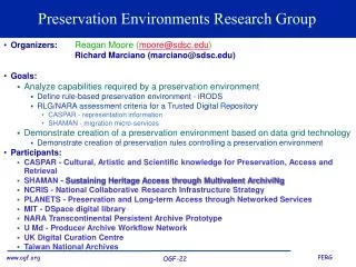Preservation Environments Research Group