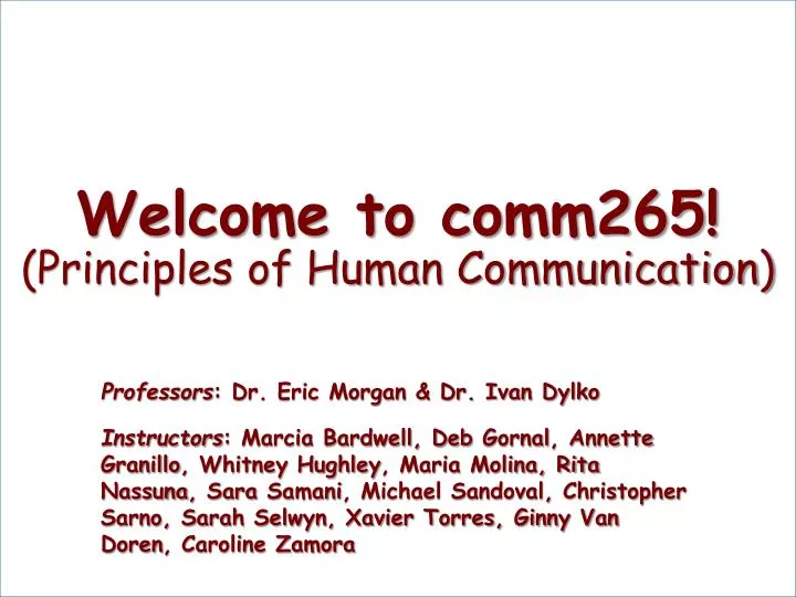 welcome to comm265 principles of human communication