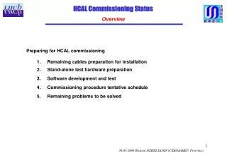 HCAL Commissioning Status Overview