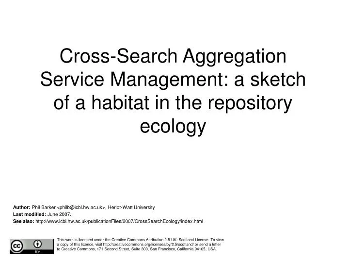 cross search aggregation service management a sketch of a habitat in the repository ecology