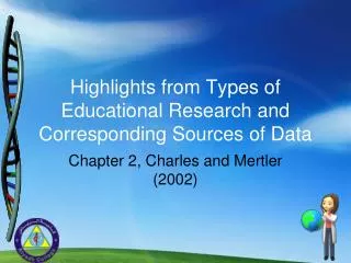 Highlights from Types of Educational Research and Corresponding Sources of Data