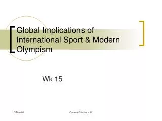 Global Implications of International Sport &amp; Modern Olympism
