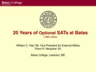 20 Years of Optional SATs at Bates (1984-2004)