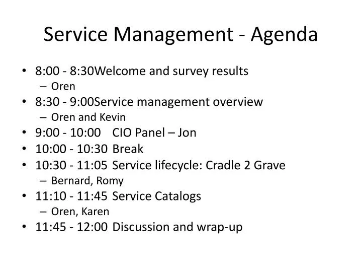 service management agenda