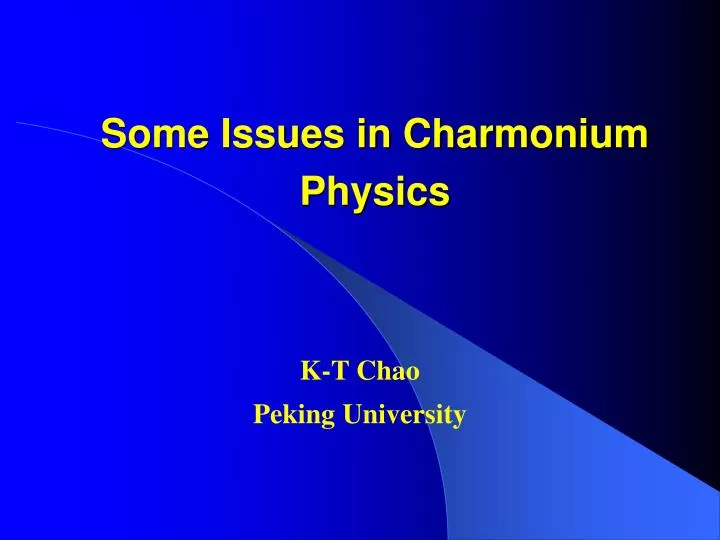 some issues in charmonium physics