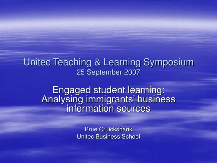 unitec teaching learning symposium 25 september 2007