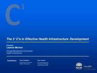 Presenter: Leanne Morton Change Management (Consultant) Health Infrastructure