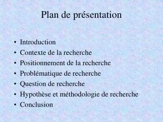 plan de pr sentation