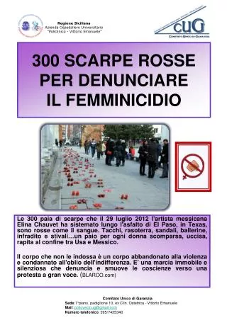300 SCARPE ROSSE PER DENUNCIARE IL FEMMINICIDIO