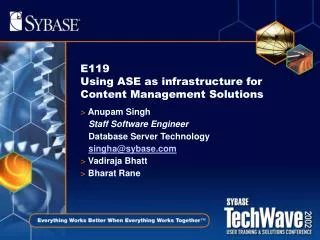 E119 Using ASE as infrastructure for Content Management Solutions