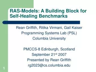 RAS-Models: A Building Block for Self-Healing Benchmarks