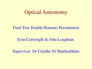 Optical Astronomy