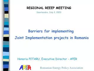 Barriers for implementing Joint Implementation projects in Romania