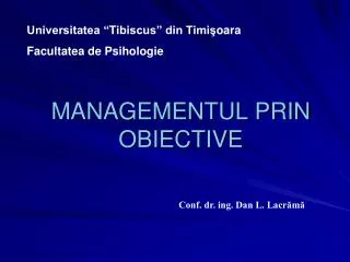 managementul prin obiective