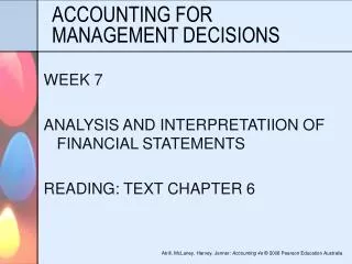 ACCOUNTING FOR MANAGEMENT DECISIONS