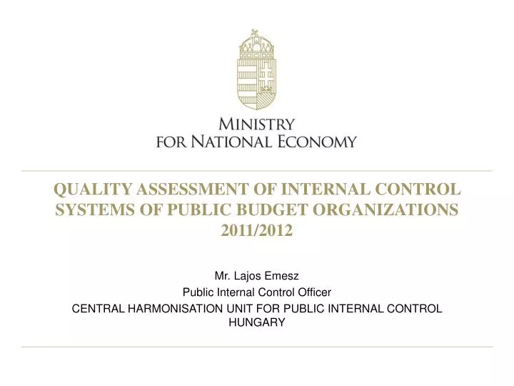 quality assessment of internal control systems of public budget organizations 2011 2012