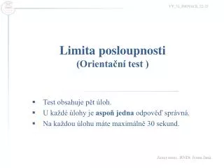 limita posloupnosti orienta n test