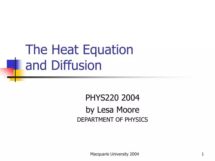 the heat equation and diffusion
