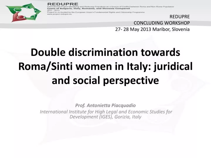 double discrimination towards roma sinti women in italy juridical and social perspective