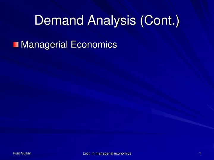 demand analysis cont