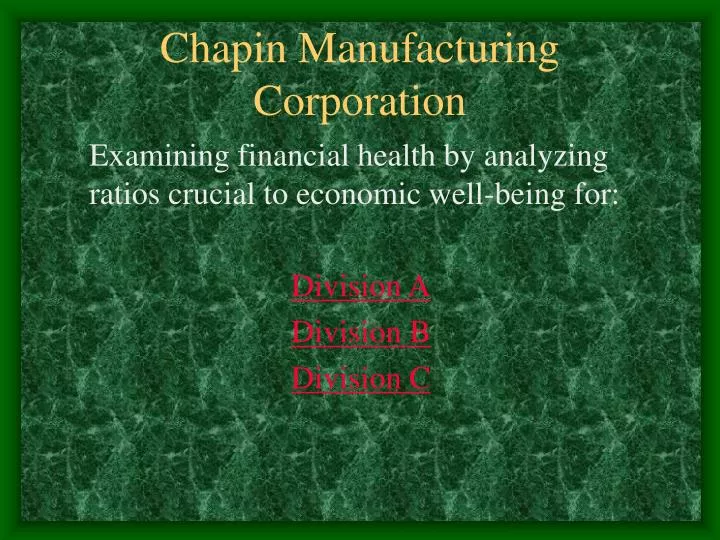 chapin manufacturing corporation