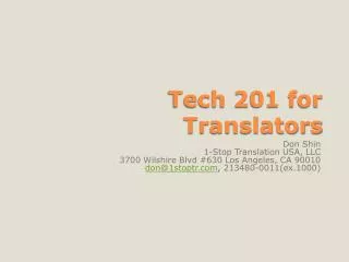 Tech 201 for Translators