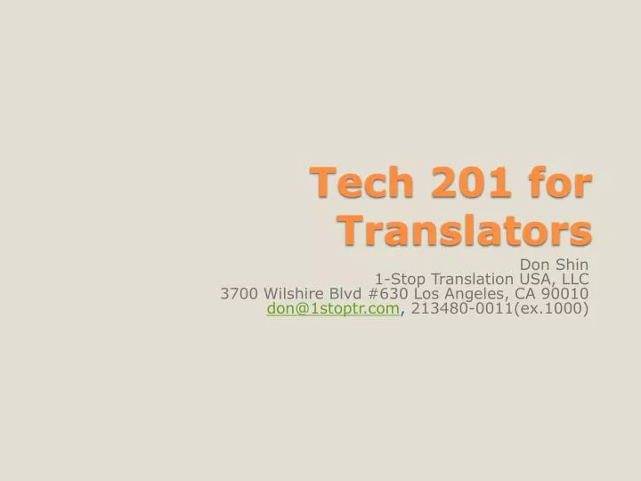 tech 201 for translators