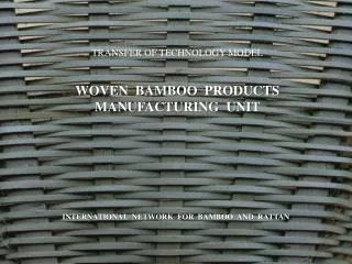 TRANSFER OF TECHNOLOGY MODEL WOVEN BAMBOO PRODUCTS MANUFACTURING UNIT