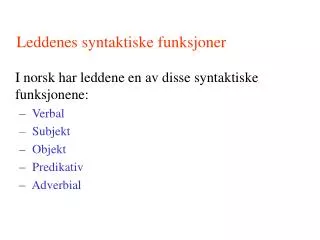 leddenes syntaktiske funksjoner